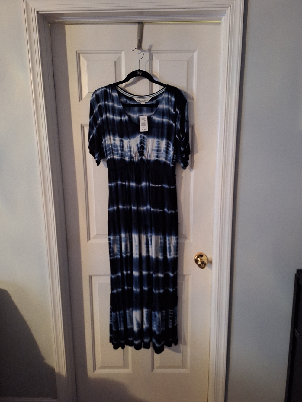 Tie-Dye Navy and White Maxi Dress - Women